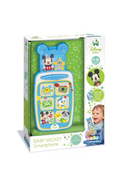 Baby Clementoni Jucarie interactiva Smartphone Mickey Mouse pentru bebelusi,
