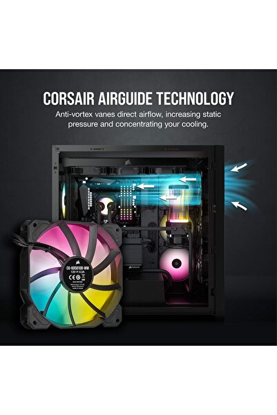 Corsair Cooling Fan SP Series SP120 RGB ELITE 120mm RGB LED Fan with AirGuide, Triple Pack