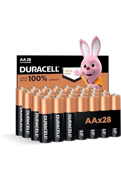 Duracell Yayınları بطاريات دوراسيل القلوية AA، عبوة من 28 قطعة، 1.5 فولت، للأ...