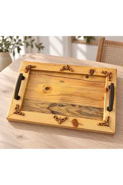 Generic Brand Handmade Solid Pine Wood Decorative Serving Tray with Handles a...