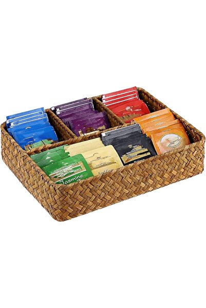 EXCEFORE Tea Bag Tray - Brown | Tea Bag, Sugar Packet, and Coffee Pod Storage...