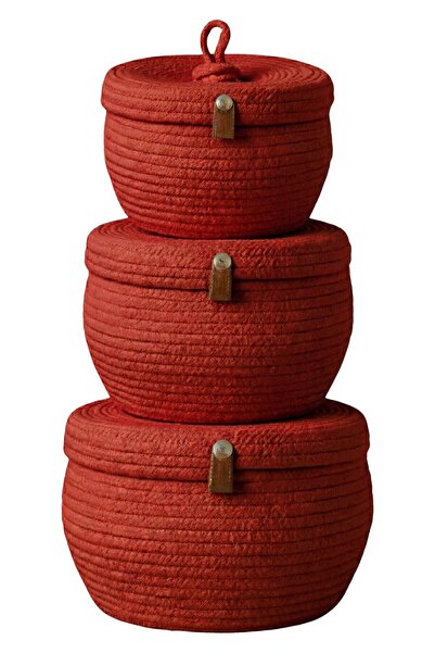 Comfort Craft Σετ 3 καλαθιών οργάνωσης από κωνική γιούτα με καπάκια (που μπορ...