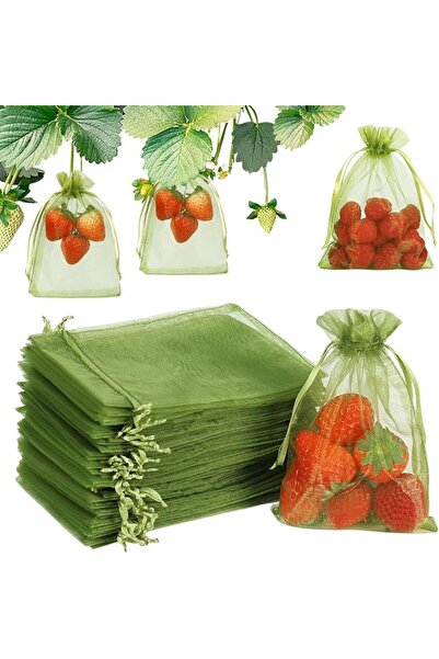 ALMEKAQUZ 100 PCS Fruit Protection Bags – Drawstring Mesh Netting Cover