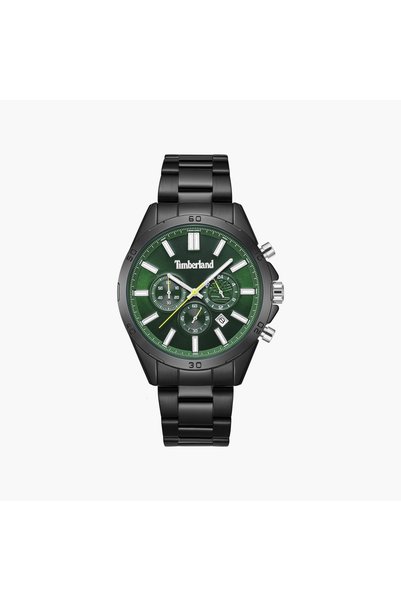 Timberland SMU Green Dial Black Stainless Steel Strap Quartz Chronograph Watc...