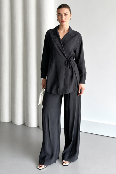My Blog Anthracite Kimono Set with Tie Detail - 2Y8459