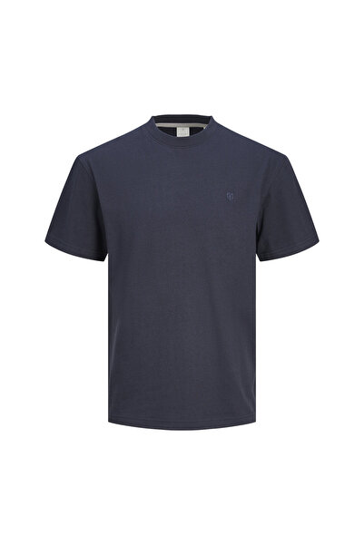 Jack & Jones تي شيرت جاك آند جونز لوجان برقبة دائرية للرجال باللون الأزرق الداكن