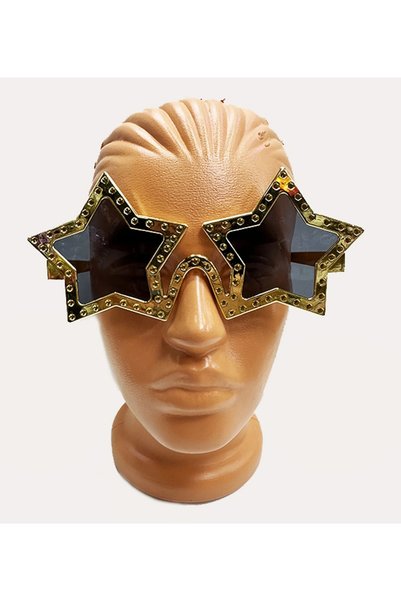 Lovesta Home Star Shaped Shiny Metalized Party Glasses Gold Color 16X7 cm