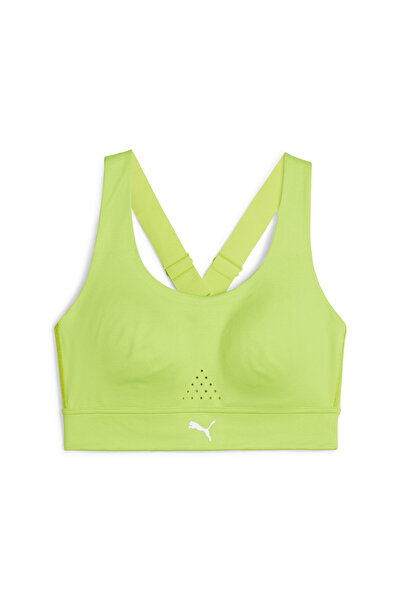 Puma Women Brand Logo Padded Running Sports Bra, Lime Green