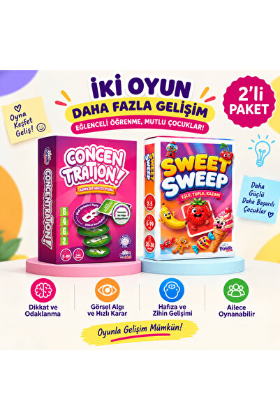 fibroidanne Concentration & Sweet Sweep 2'li Eğitim ve Zeka Oyunu Paketi | Di...