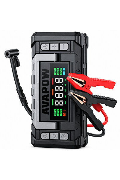 Avapow TM28 Titan 20000mAh 4000A Bitmiş Akü Çalıştıran Jump Starter+Lastik Şişirme Taşınabilir Akü Takviye