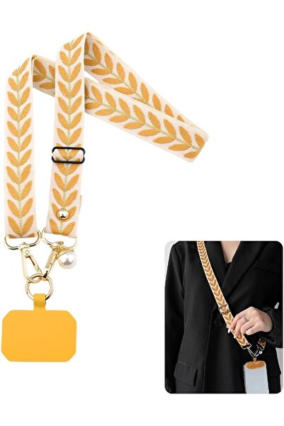 TERRIFI Yellow Phone Lanyard Crossbody Strap with Leaf Ribbon and Tether Tab,...