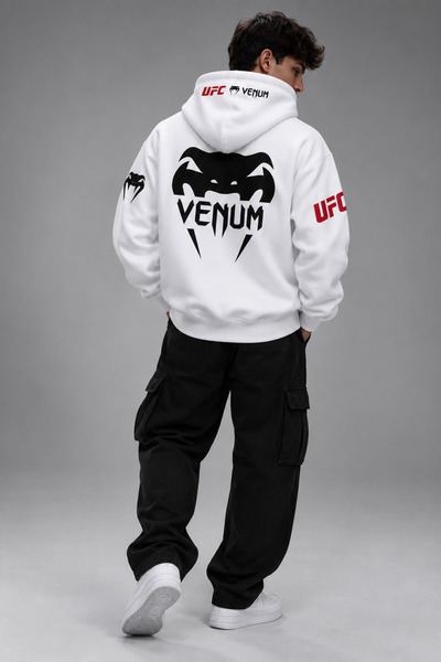 HAI COLLECTİON Erkek 3 Sırt Baskılı Oversize Hoodie – Kapüşonlu Sweatshirt