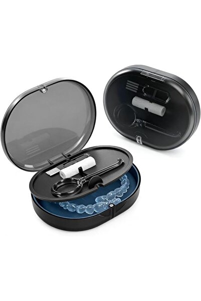 Hepiide Portable Denture Bath Case: Double-layer Dental Storage Container wit...