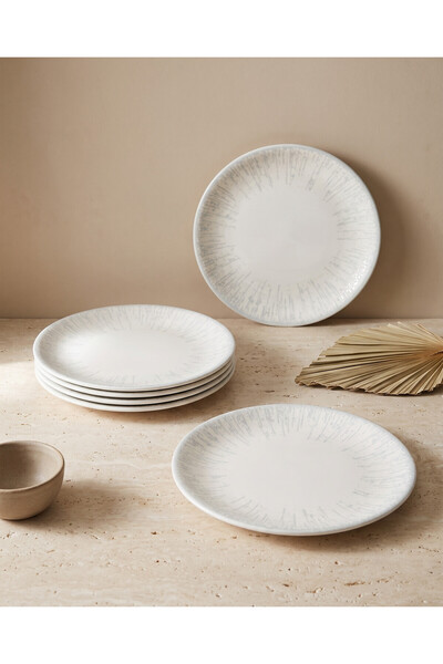 RUBİ PORSELEN Glacier 6-Piece Porcelain Serving Plate Set 25 cm - Pattern and...