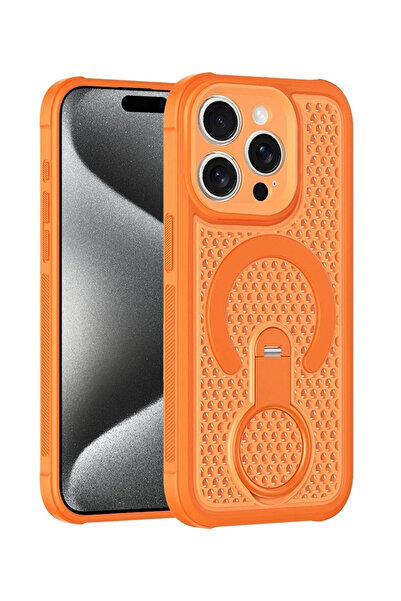 VERTEK Защитен калъф MeshMag с ринг-стойка за Apple iPhone 16 Pro Max, Оранжев