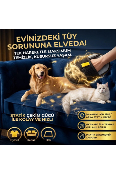 shopwave Pet Hair Removal Glove, Static Micro Hair Collector for Cat Dog Hair...