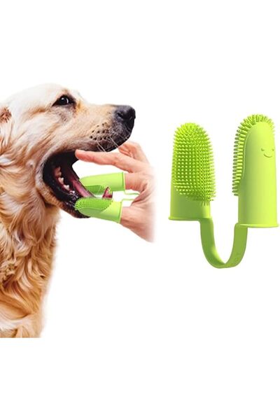 HASTHIP ® BrandName Two-Finger Pet Toothbrush, Soft TPU Finger Toothbrush for...