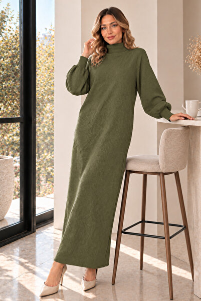 benguen Turtleneck Knitwear Dress K3048 Khaki