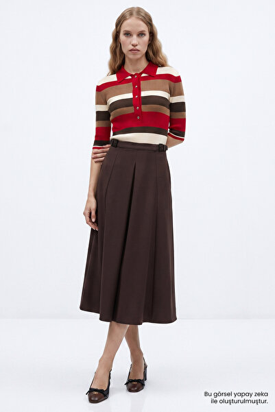 Exquise Zippered Pilikaşeli Regular Midi Skirt
