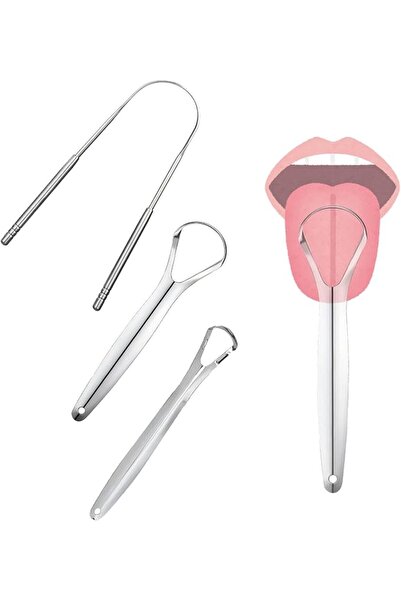 TERRIFI Tongue Scraper Set for Adults, 3 PCS Stainless Steel Metal Tongue Cle...