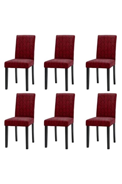 odjas Set 6 Huse Scaun, Jacquard, Model Abstract Elegant, Bordou