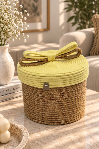 MaVaux Christmas Wicker Rope Decorative 20X26 Lid Wicker Rope Basket Weave Ro...