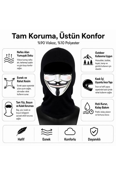 Generic Brand Unisex Printed Balaklava 1 Piece One Size Viscose Motorcycle Mask under Helmet