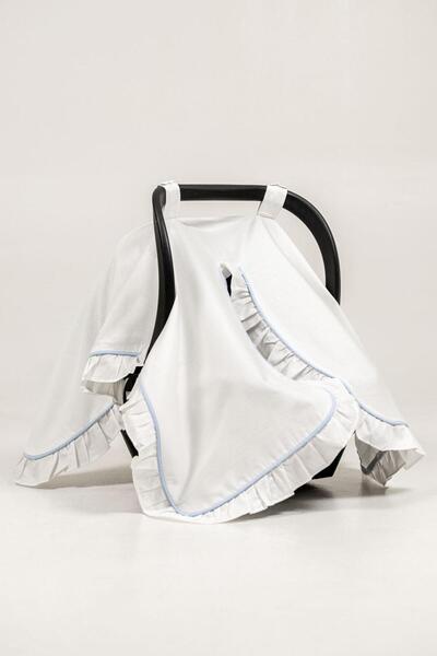 Tly Home Textiles 100% Cotton Satin Ruffled Stroller Cover and Sunshade