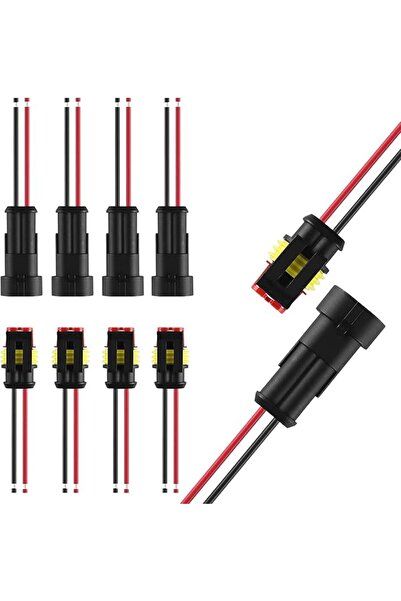 SYOSI 16awg 5 Kits 2 Pin Waterproof Connectors With 10cm Pigtail 1.5mm Series...