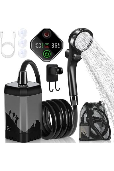 MIAOKe 7800/8000mAh Portable Camping Shower, Electric Outdoor Shower with Bucket