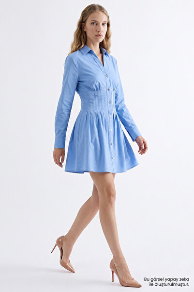 Exquise Waist-Slimming Metal Buttoned Slim Fit Mini Dress
