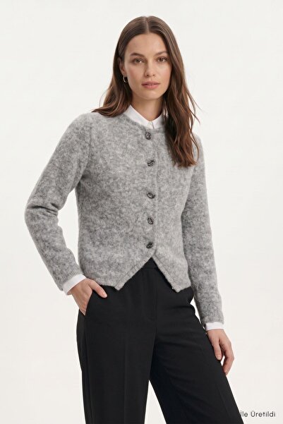 Rays Cardigan cu nasturi 07295 Gri Melange