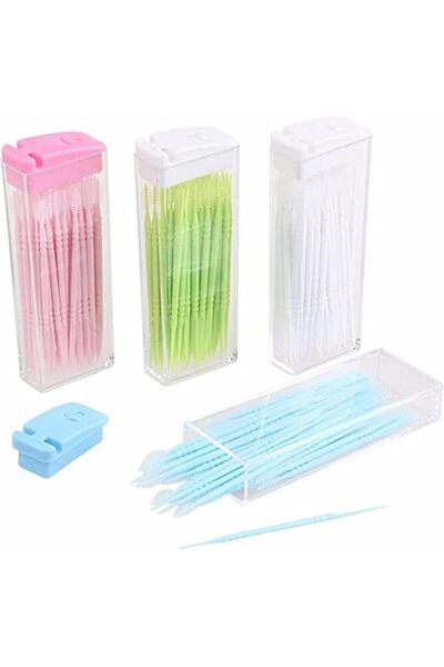 Khazna 4 boxes Double Head Dental Floss Interdental Toothpick Brush Teeth Sti...