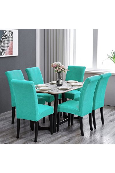 odjas Set Huse Elastice, 6 Scaune HS07, Bleu deschis, 55 x 45 cm