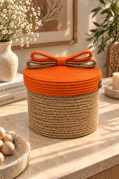 MaVaux Christmas Wicker Rope Decorative 20X26 Lid Wicker Rope Basket Weave Ro...