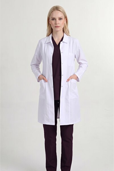 GiydirGelsin Kadın Beyaz Önlük Gömlek Yaka Doktor Hemşire Öğretmen Laboratuva...