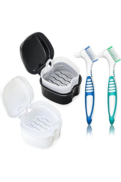 SYOSI Denture Soaking Container Partial Denture Case with Strainer Basket, De...