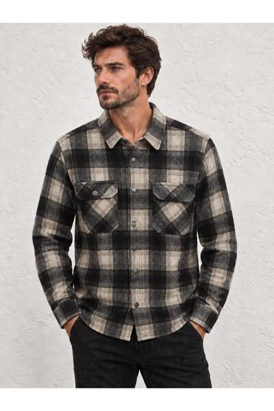 TENA Men's Black Long Sleeve Capped Double Pocket Denim Shirt with Button Detail