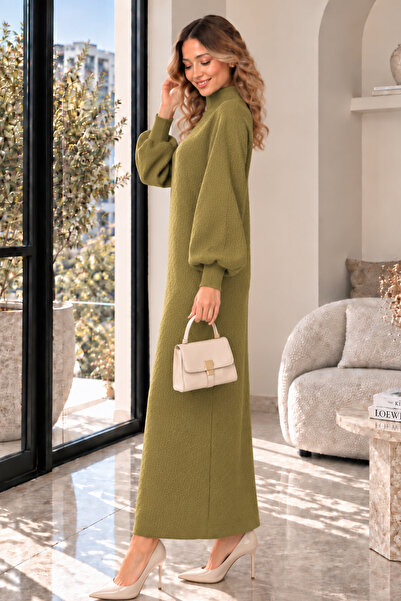benguen Turtleneck Knitwear Dress K3048 Oil Green