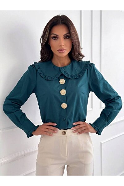 GLAMSI Elegant Iris Cotton shirt, Peter Pan collar, removable accessories