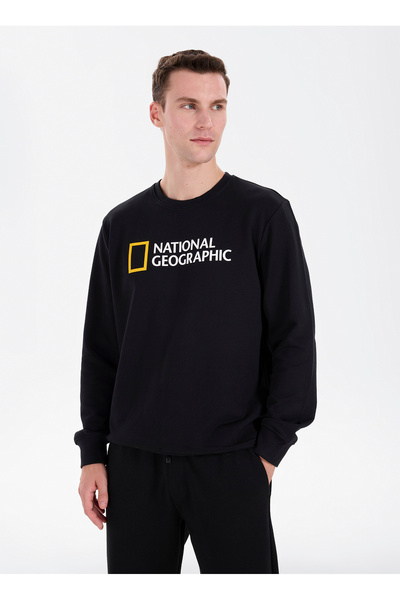 NATIONAL GEOGRAPHIC N6WM-SWT4322 Siyah Relaxed Baskılı Erkek Sweatshirt