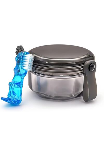 SYOSI Leak Proof Denture Cups for Soaking Dentures with Strainer Basket and B...