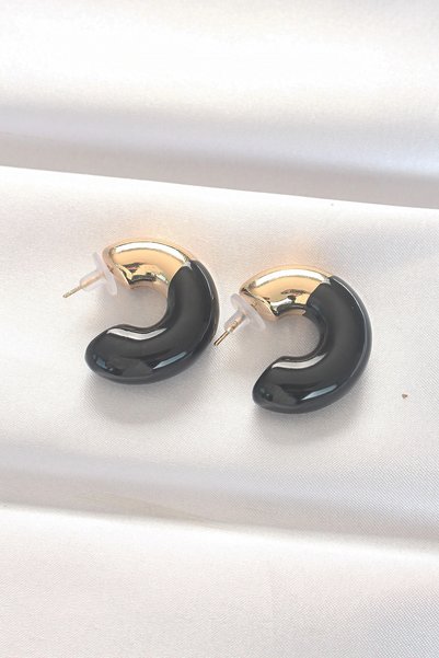 Lovesta Home Ccb Black Gold Double Color Earrings Tj-Bkp8875