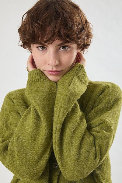ZÜLAYS Buttoned Knitwear Cardigan Olive Green