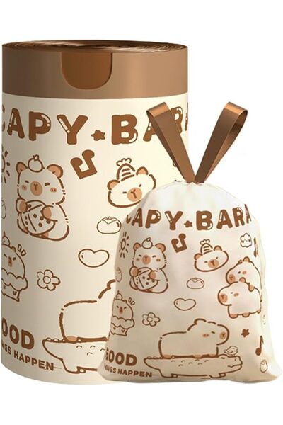 KASTWAVE Capybara Printed Drawstring Trash Bags – 17.7 x 17.7 inch Tear-Resis...
