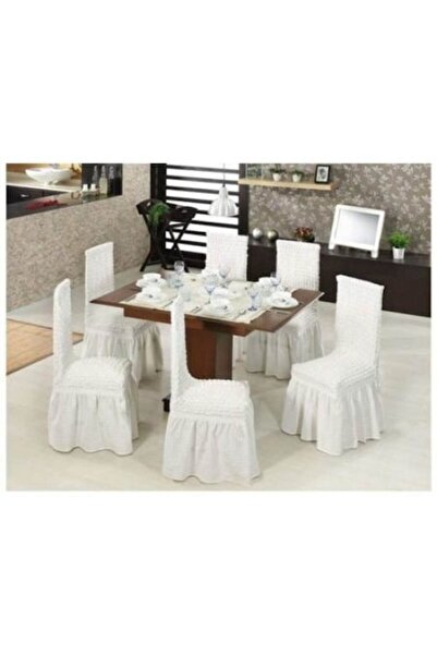 odjas Set de 6 huse de scaun cu spătar, bumbac, alb