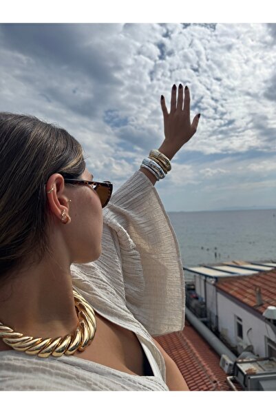 Xui New Season 4-Piece Flexible Zr Brand Model 2 Gold 2 Silver Bracelet Set/S...