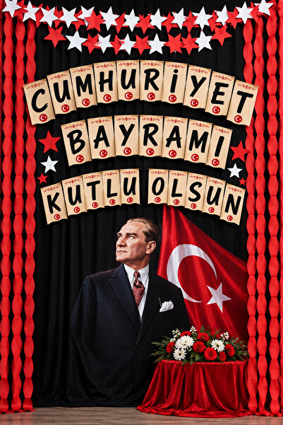 PROMISEBACKDROP2 200x200 cm Ek Dikişli, 29 Ekim, Cumhuriyet Bayramı Kutlu Ols...