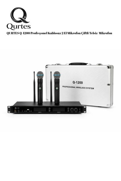 MELVED MÜZİK QURTES Q-1200 Profesyonel Kablosuz 2 El Mikrofon Çiftli Telsiz S...
