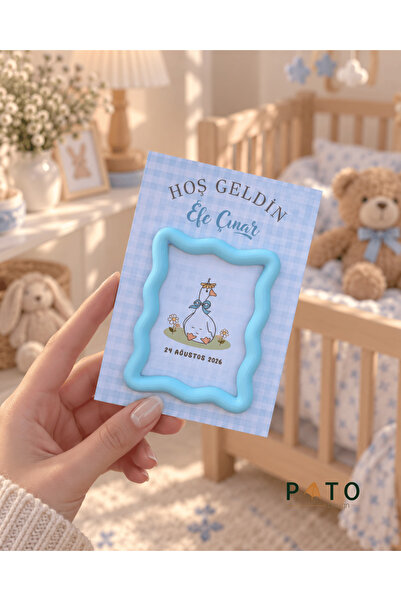 Pato Design 10’lu Kişiselleştirilebilir Mavi Magnet Çerçeve – Bebek Hediyeliğ...